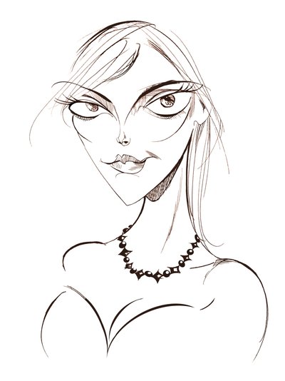 Sophie Dahl, auteure et mannequin anglaise, caricature en sépia, 2008 par Neale Osborne - Neale Osborne